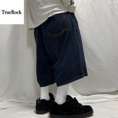 00s Truerock デニム バギーパンツ ショーツ 刺繍 真っ紺 y2k