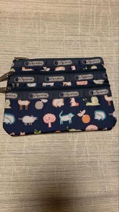 【未使用】LeSportsac 動物柄ポーチ ネイビー