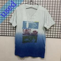 A344 Union station tee コットン　ブルー　グラデーション
