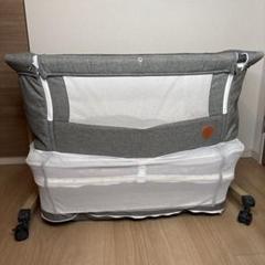 美品！マット付き　HZDMJ折りたたみ式ベビーベッド グレー