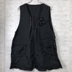 コテージコア mori-kei 古着 立体フラワーモチーフ ナイロン チュニック