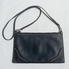 J&M DAVIDSON ブラック　レザー　ショルダーバッグ　スタッズ　クラッチ