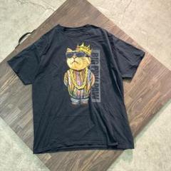 7TSM2【BIG PAW PAW】ラップ　Tシャツ　猫　アニマル　古着used