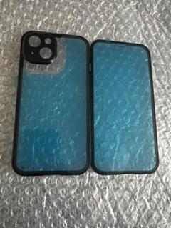 iPhone15 用ガラスケース クリア 両面 黒iphoneケース