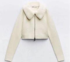 ZARA フェイクファージップアップカーディガン - メルカリ