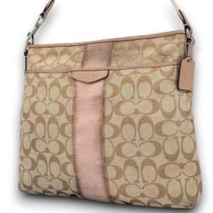 coach コーチ シグネチャー キャンバス ピンクライン ショルダーバッグ