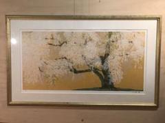 中島千波「醍醐寺三宝院枝垂櫻吹雪」シルクスクリーン　直筆サイン・作品証明シール有 中島千波「醍醐寺三宝院枝垂櫻吹雪」シルクスクリーン 直筆
