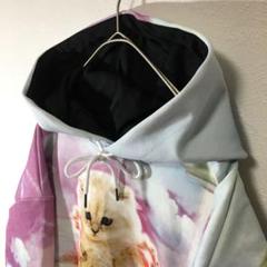 【個性派古着】ヴィンテージ パーカー　猫　シュールなデザイン　宇宙人　フーディー