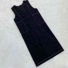Vingtrois ワンピース ブラック ノースリーブ ステッチ ディテール