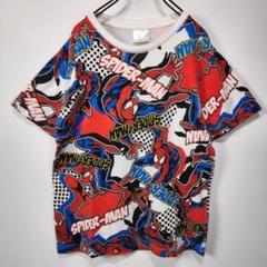 スパイダーマン　半袖　総柄　Tシャツ　S　USJ　良デザイン　アメコミ　古着