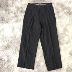 【美品✨】ダークネイビー プリーツ入り スラックス (S) ビジネスシーン 綺麗