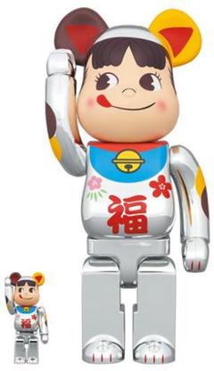 BE@RBRICK 招き猫 ペコちゃん 福 銀メッキ 100％ & 400％のサムネイル