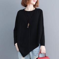 無地 Tシャツ イレギュラー インナー ゆったり 大きいサイズ ラウンドネック