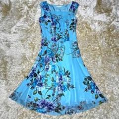 極美品　トゥービーシック　ノースリーブリボンワンピース　花柄　フラワープリント