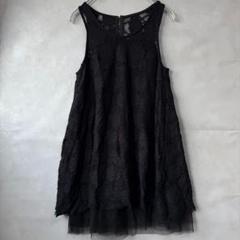 美品☆ワールド フレアノースリーブ 花柄レースチュニック カットソー チュール