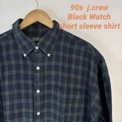 90s jcrew ジェークルー 半袖シャツ ブラックウォッチ リネン