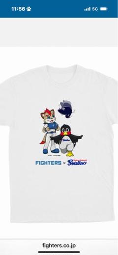 2025年交流戦　日ハム.しゃけまる× ヤクルト.つば九郎.コラボTシャツＬ 2025年交流戦 日ハム.しゃけまる× ヤクルト.つば九郎.コラボT