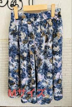 値下げ　スカート　Mサイズ 花柄　スカイブルー