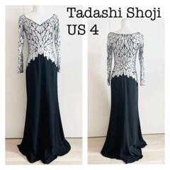 未使用　タダシショージ　ロングドレス　長袖　メッシュ　スパンコール　シャンパン Tadashi Shoji タダシショージ スパンコールメッシュロング