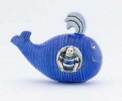 美品 リサラーソン 青い海のヨナ オブジェ 置物 陶器 クジラ
