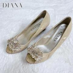 【DIANA】 パンプス ウエッジソール ゴールド フォーマル ビジュー 日本製