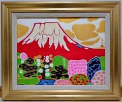 F6号】片岡球子【富士】肉筆保証/表裏サイン有り/岩彩/油彩/絵画