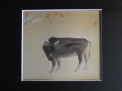 橋本関雪、【梅牛圖】、希少画集画より、状態良好、新品高級額装付 橋本関雪、【梅牛圖】、希少画集画より、状態良好、新品高級額装
