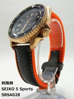 腕時計 ラバーベルト 黒・オレンジ 20mm Dバックル ブラック