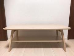 ニトリ 折りたためる突き板棚付きテーブル