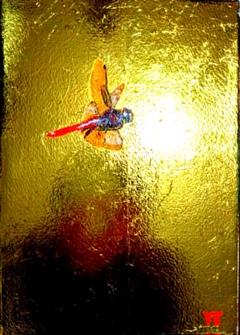 値下げ交渉あり。超美品！金箔で赤とんぼ　アクリル画　絵画 値下げ交渉あり。超美品！金箔で赤とんぼ アクリル画 絵画
