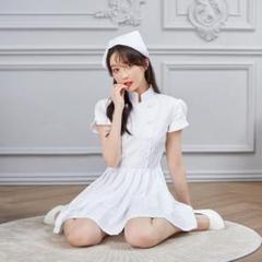 BODY LINE フリル付きボタンシャツ ナイト騎士ホワイトMコスプレ Lace -up ribbon headdress | BODYLINE & LunaBelle