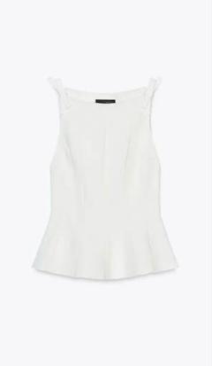 完売品ZARA ぺプラムリボントップス S新品タグ付き　ブラック 完売品ZARA ぺプラムリボントップス S新品タグ付き ブラック