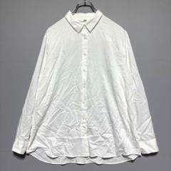 ユニクロ　極美品　XL レーヨン76% ホワイト 長袖シャツ ボタンアップ薄手