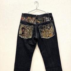 美品)gumu 刺繍 和柄 デザイン Y2Kデニムジーンズ - メルカリ