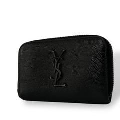 美品　YSL ブラックラムレザー コインケース Yves Saint Laurent イヴ・サンローラン コインケース ブラック