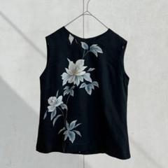 2657【一点物】カットソー　ノースリーブ　花柄　　春夏　大人綺麗め　清楚