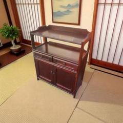 昭和レトロ オールドカリモク 木製卓上電話台 整理棚 コール
