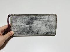 新品・ パッと見白いグレー×ワインのL字ロングウォレット③