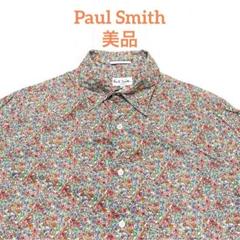 ポールスミス シャツ 半袖 花柄シャツ 小花柄 総柄 オレンジ グリーン M