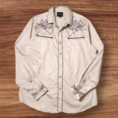 刺繍ウエスタンシャツ スモーキーピンク 光沢 ルード XL usa古着 サブカル