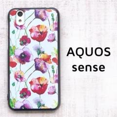 AQUOS sense 白 赤 花 カバー
