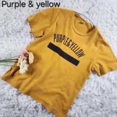 【Purple & yellow】パープル&イエロー ロゴプリントTシャツ M