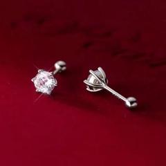 015Aq【シンプル】ピアス　一粒CZダイヤ　5mm　ネジ式　S925　ゴールド 015AA【ゴールド】ピアス 人気 一粒 CZダイヤ 5mm ネジ式 SV925