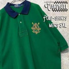 【在庫あり】 レア3XL☆EURO輸入90s】ラルフローレン 刺繍ポロシャツ グリーン トップス