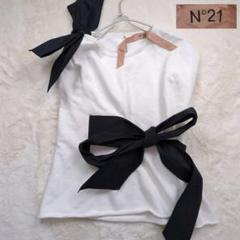 N°21 カットソー Tシャツ スウェットリボンデザイン アシンメトリー 36 N°21 カットソー Tシャツ スウェットリボンデザイン