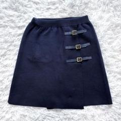 パーリーゲイツ スカート ネイビー ベルト ニット ストレッチ