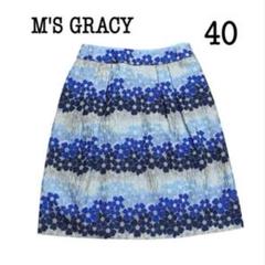 M'S GRACY エムズグレイシー 花柄レース　タイトスカート 膝丈40 L