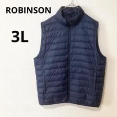 ROBINSON ロビンソン メンズ 3L ネイビー ダウンベスト 薄手