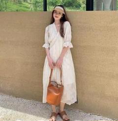 2025新作❤️ゆったりサイズ　フリル ロングワンピース 春夏に✨