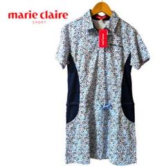 【未使用品】マリクレール ゴルフ ワンピース リボン 花柄 襟付き Mサイズ